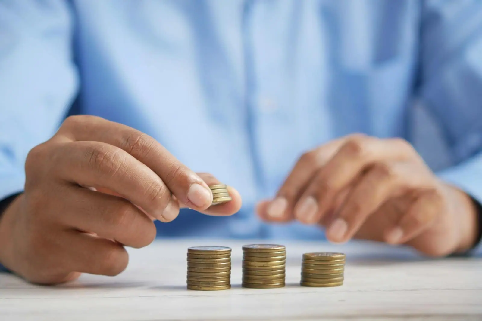 Stacks of coins on a desk